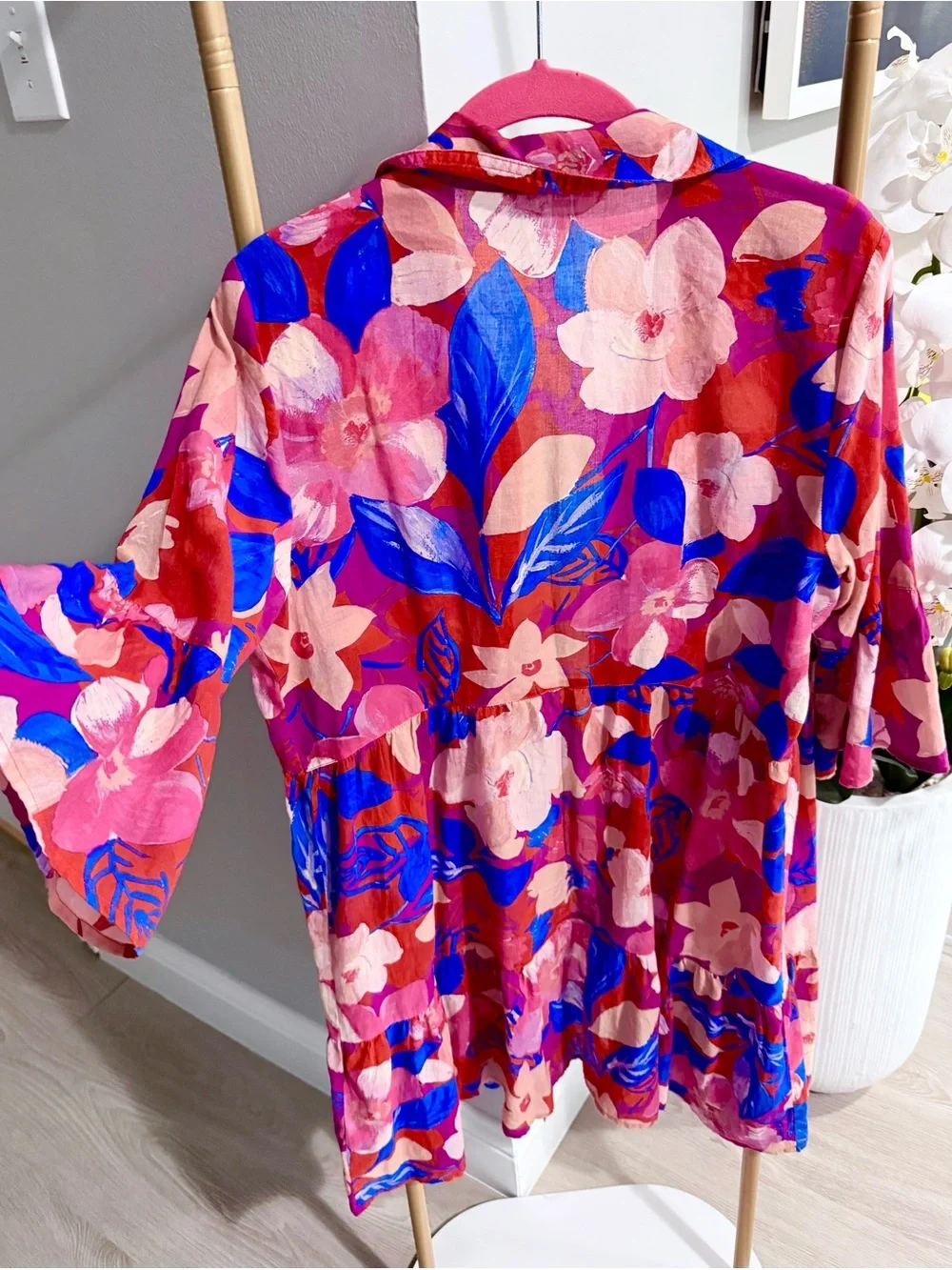 Johnny Was Giverney Gardens Ruffle Sleeve Dress Cover Up Size S - Picture 5 of 6